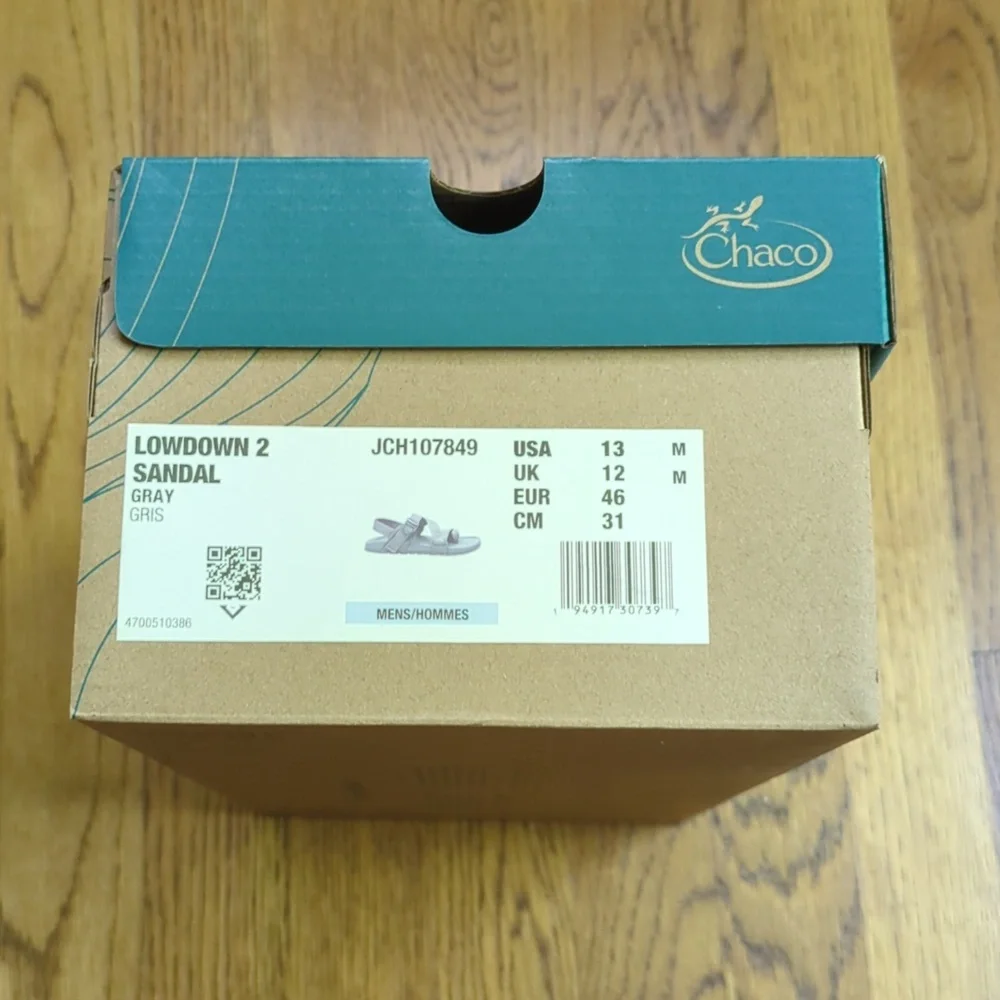 NIB Chaco Lockdown 2 Sandal Grey Adjustable Sandals Men's Size 13